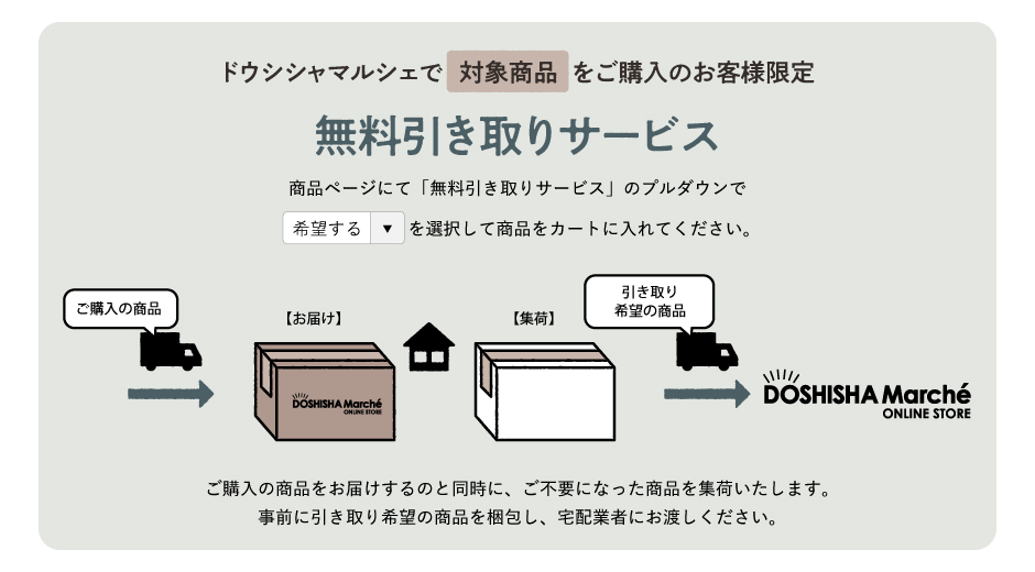 無料引き取りサービスについて | DOSHISHA Marche