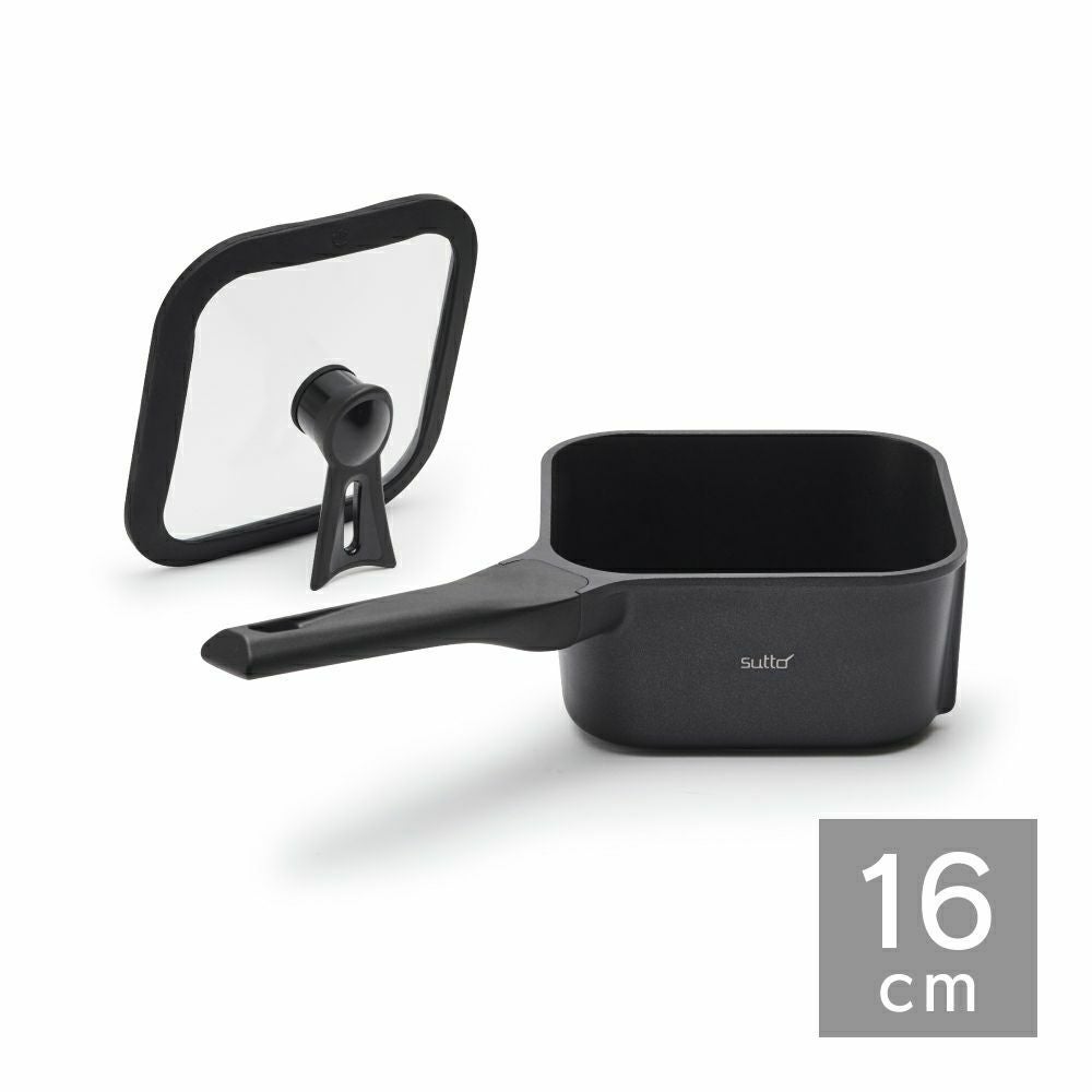 sutto(スット) IH対応 スマートフライパン 16cm SUT16BK (ふた付き