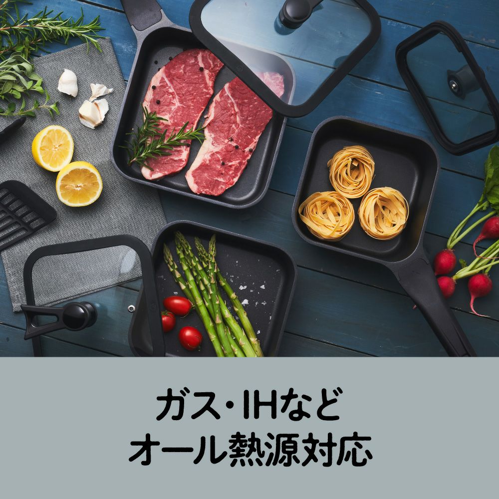 sutto(スット) IH対応 スマートフライパン 16cm SUT16BK (ふた付き