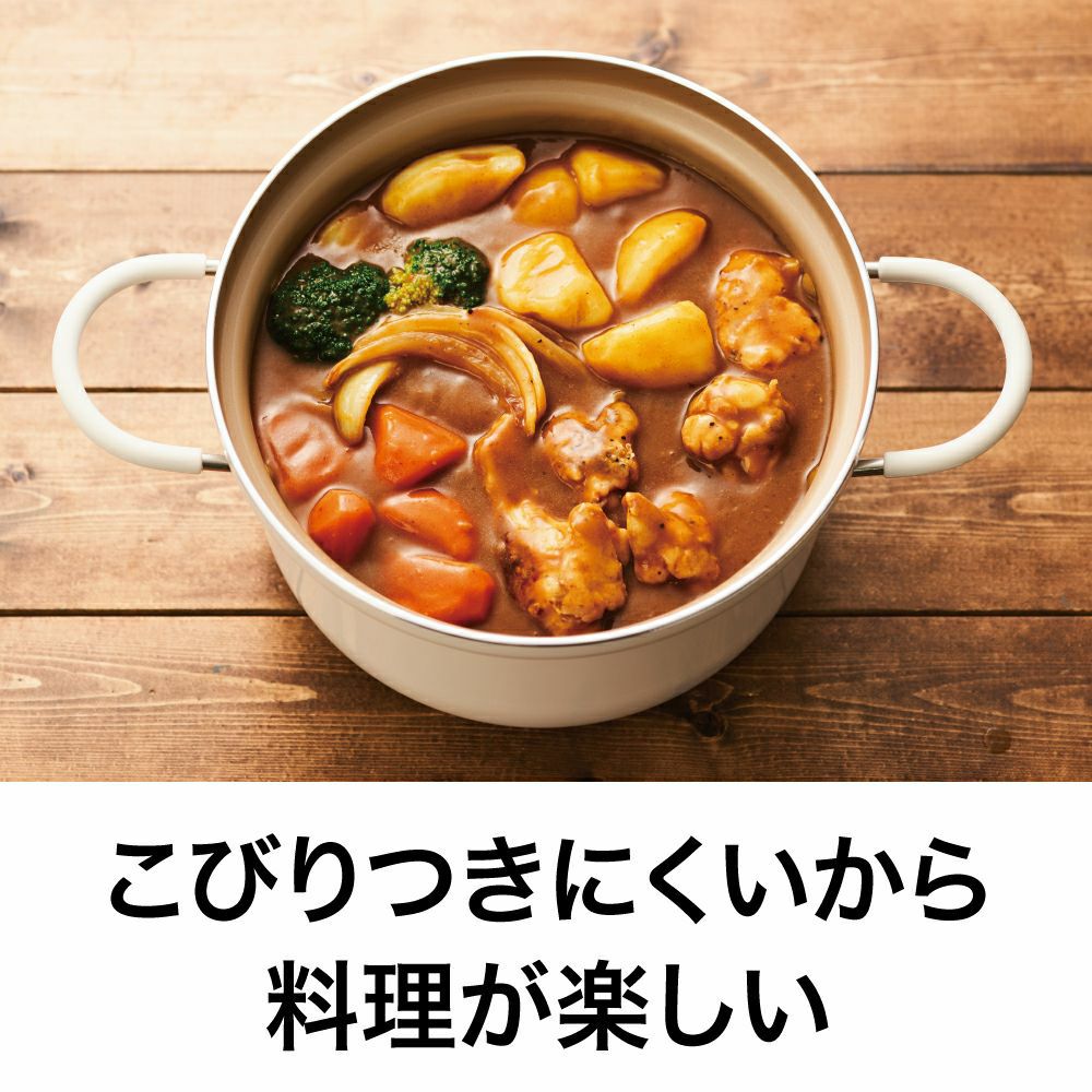 evercook(エバークック) IH対応 カレー・シチュー鍋 20cm アイボリー