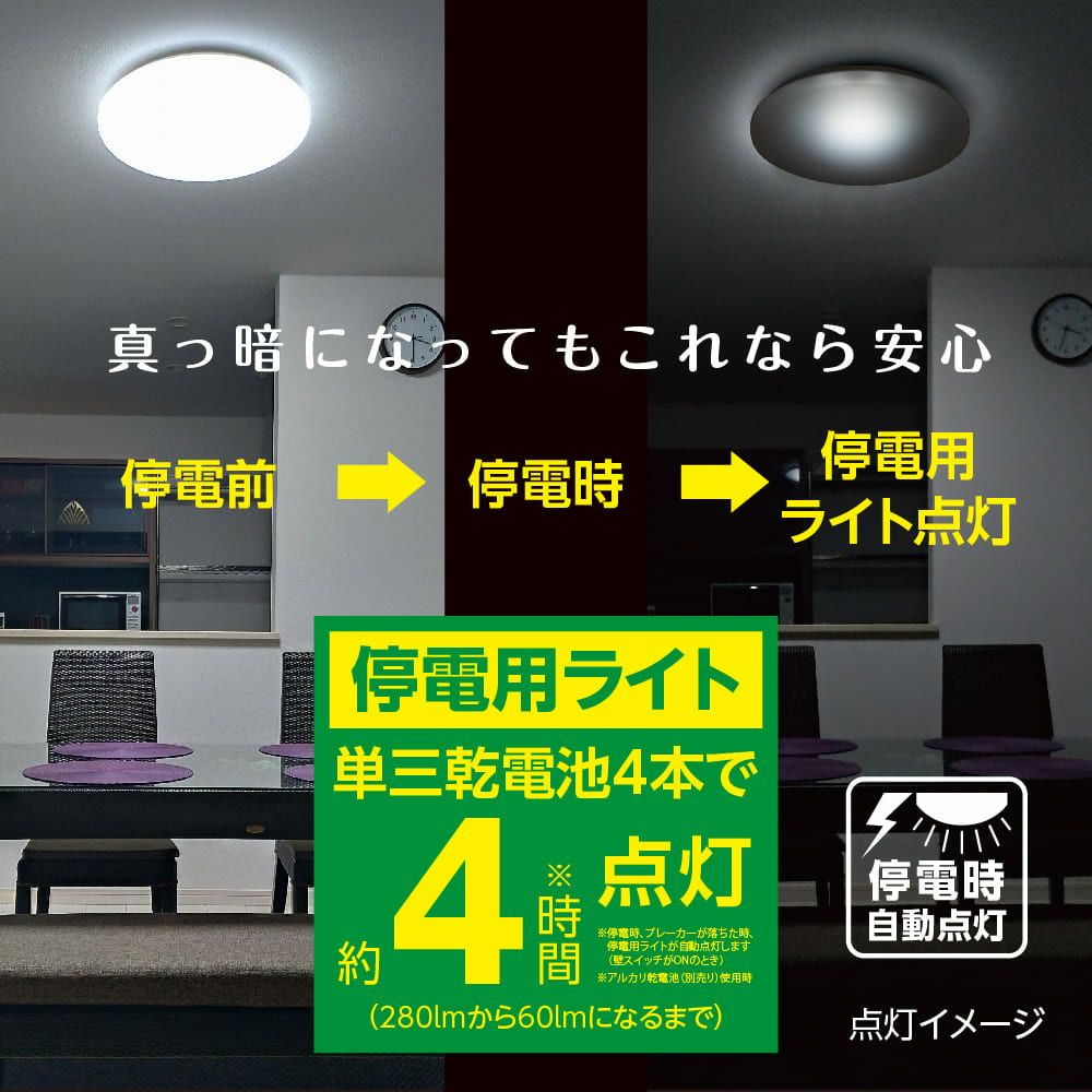 LuminousLED(ルミナス) 停電検知 LEDシーリングライト ハパつく ～8畳