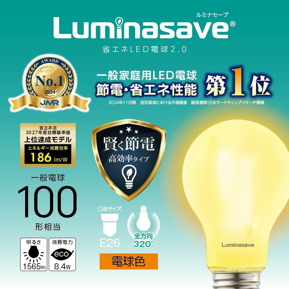 Luminasave(ルミナセーブ) 省エネ LED電球 40形 E26 昼白色 全方向