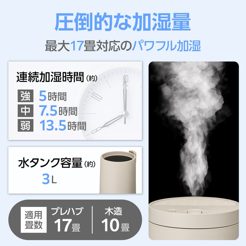カンタン給水 スチーム加湿器 mistone（ミストーン）600S ホワイト KSZ 