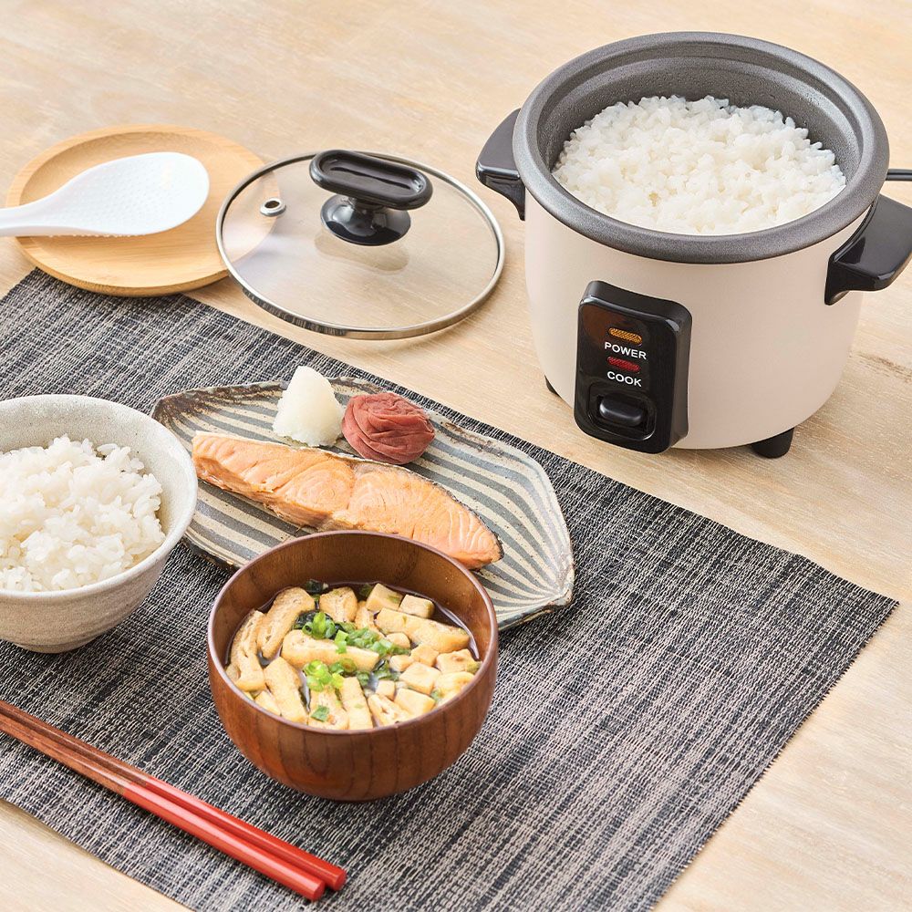 炊飯器 黒とベージュ 蓋付き コンパクト炊飯器 ベージュ RCZ-021BE【KA】 | DOSHISHA Marche