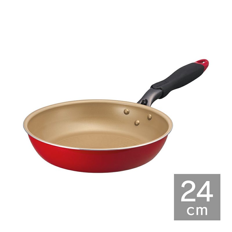 evercook(エバークック) IH対応 フライパン 24cm レッド 500日保証 