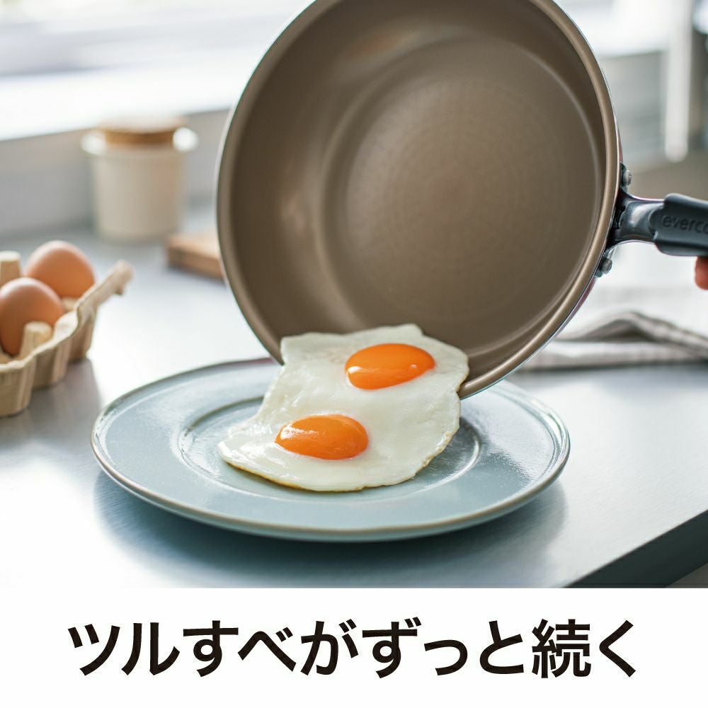 evercook(エバークック) IH対応 フライパン 24cm レッド 500日保証