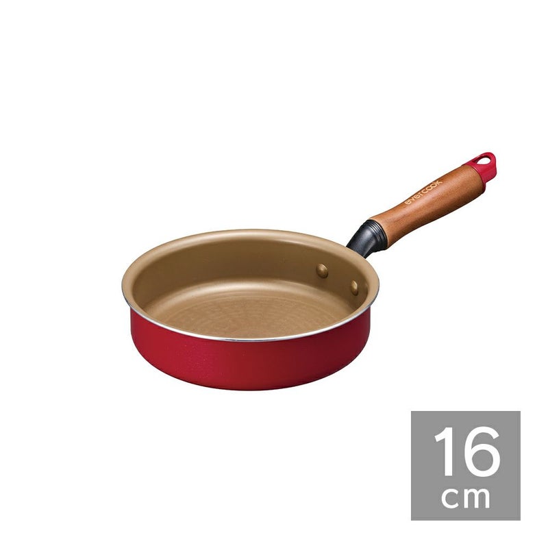 evercook(エバークック) IH対応 フライパン16cm レッド 500日保証 