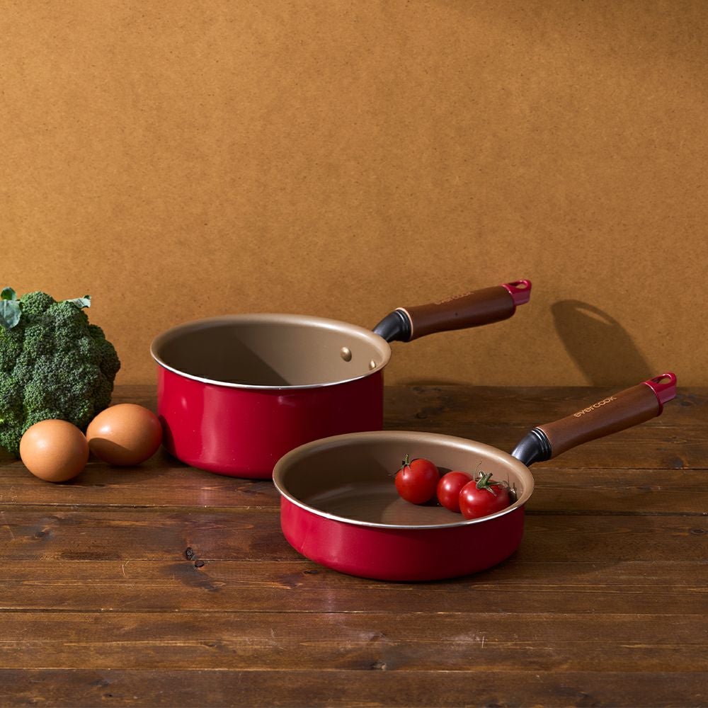 evercook(エバークック) IH対応 フライパン16cm レッド 500日保証