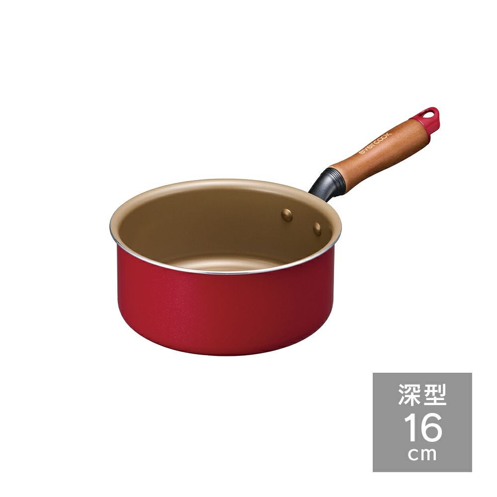 evercook(エバークック) IH対応 フライパン16cm深型 レッド 500日保証