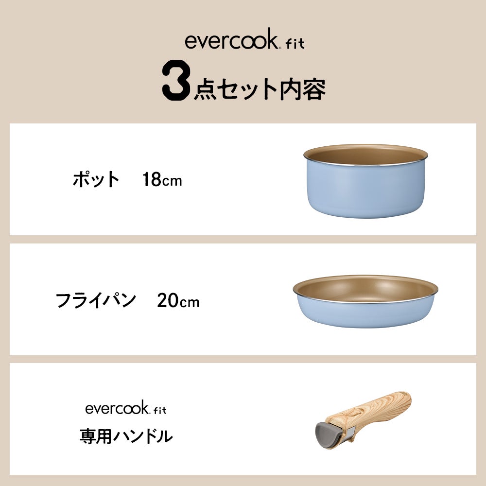 DOSHISHA エバークック フィット フライパンセット 8点セット evercook fit (エバークック フィット) IH対応 着脱式 フライパン