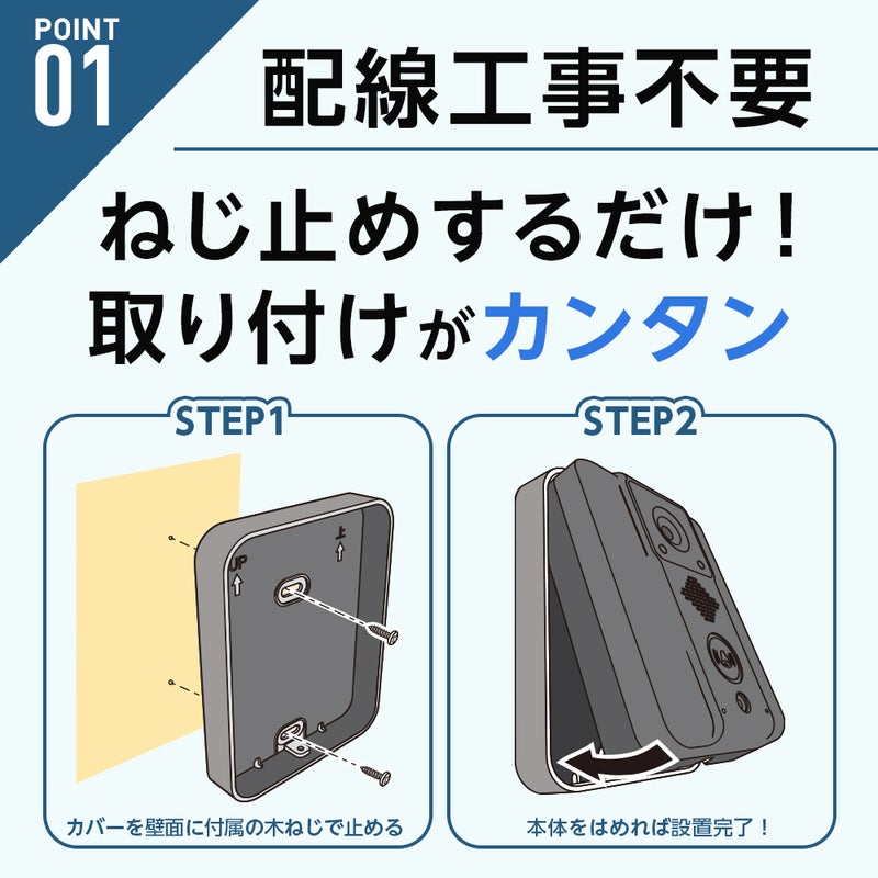 ワイヤレステレビドアホン ドウシシャ 簡単取り付け 工事不要 DDPH-1 